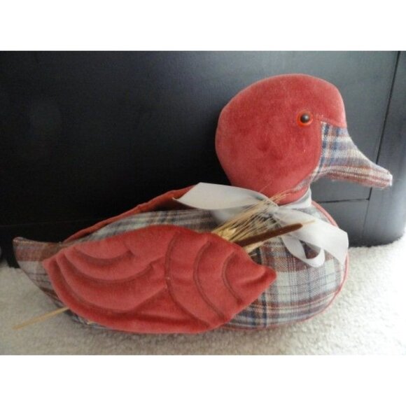 Vintage Handmade Tweed Plaid Duck Mallard Willow Brown Burnt Orange Fabric - Picture 1 of 9